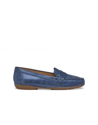 Mocassin léger cuir bleu