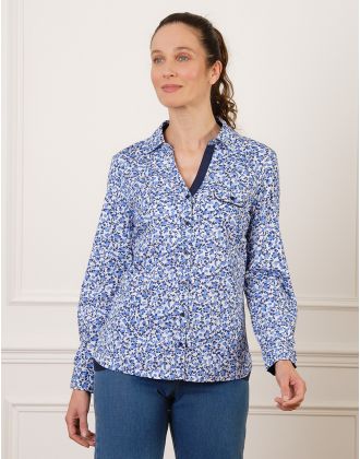 Chemise coton motif fleur