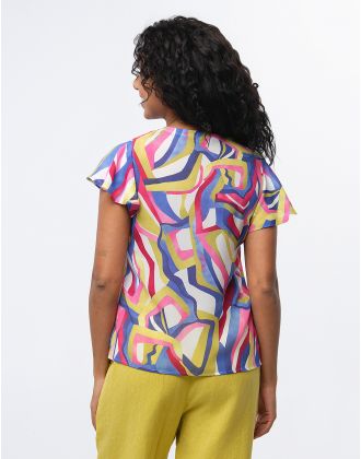 T-shirt noir à manches longues imprimé - Femme - Christine Laure - Taille 3 - Label Emmaüs