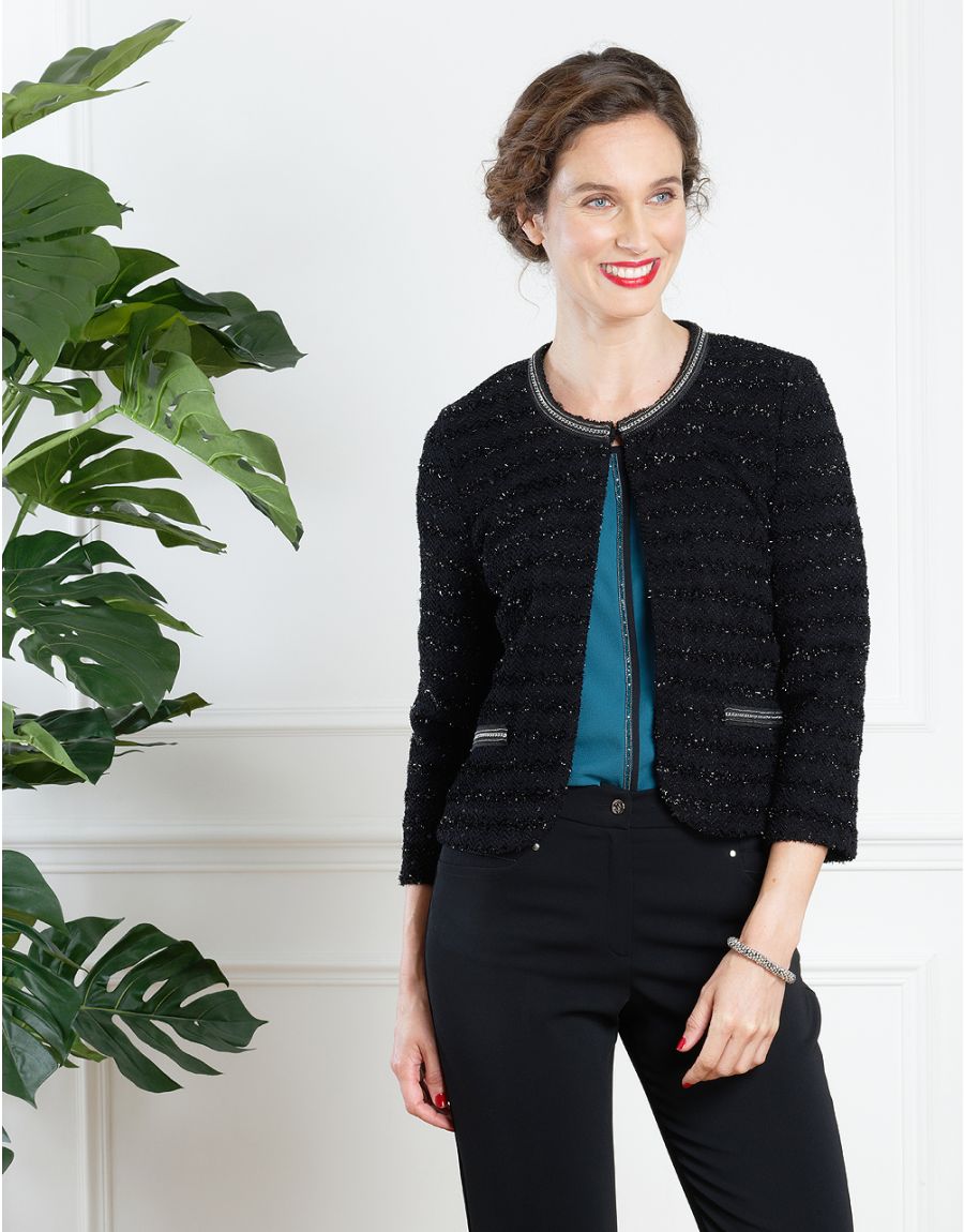 Gilet noir chic brillant - Main Image