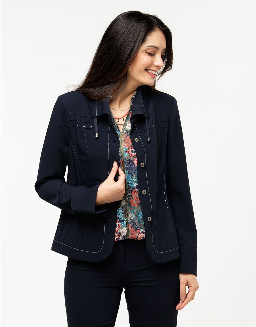 Veste Cintrée Femme Veste Cintrée Boutonnée Bleu Foncé Femme Bréal