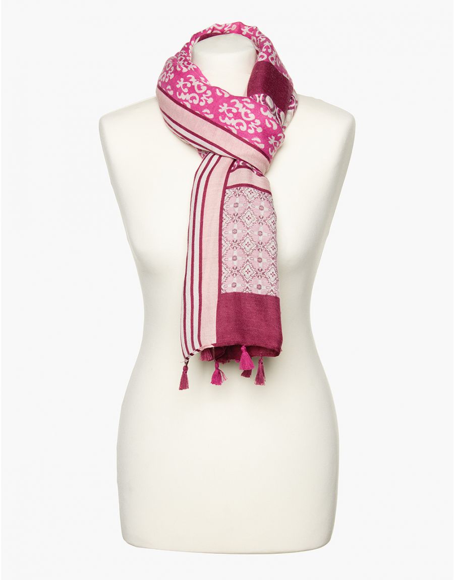 Foulard rose fuchsia impr Collection Christine Laure