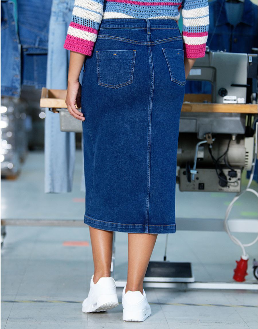 Look Jupe Crayon Jupe En Jean Avec Des Boutons Mode Style Jupe En