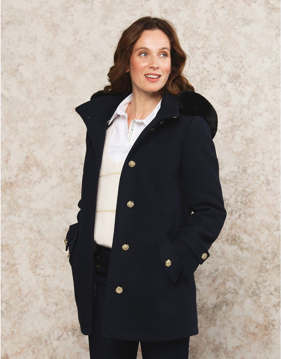 Manteau Droit Manteau Femme Laine Bleu Manteau Laine Marine