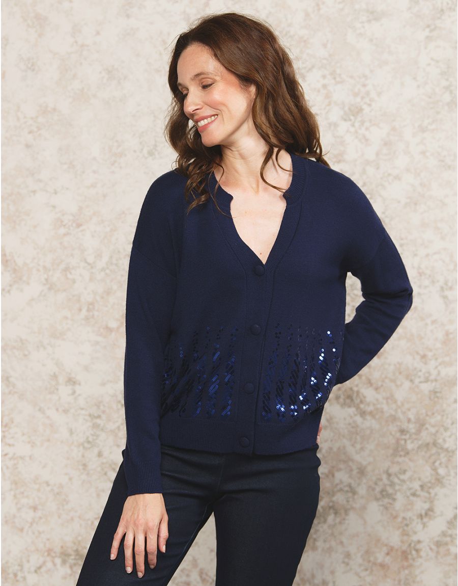 Marine Femme Grosse Maille Gilet Long Marine Cardigan Long, En