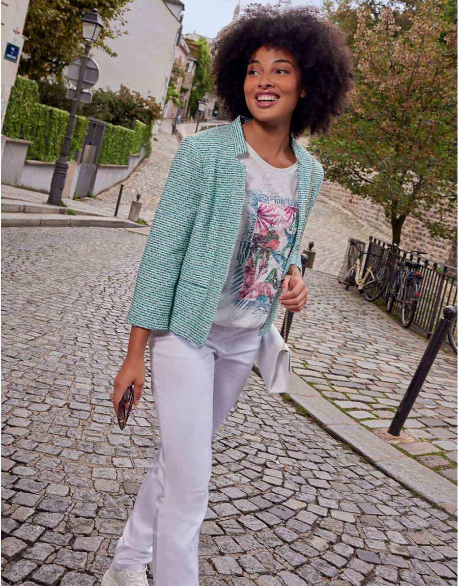 Pantalon Jeans Femme Scenic Blanc - Taille 44 - 100% Coton - Court