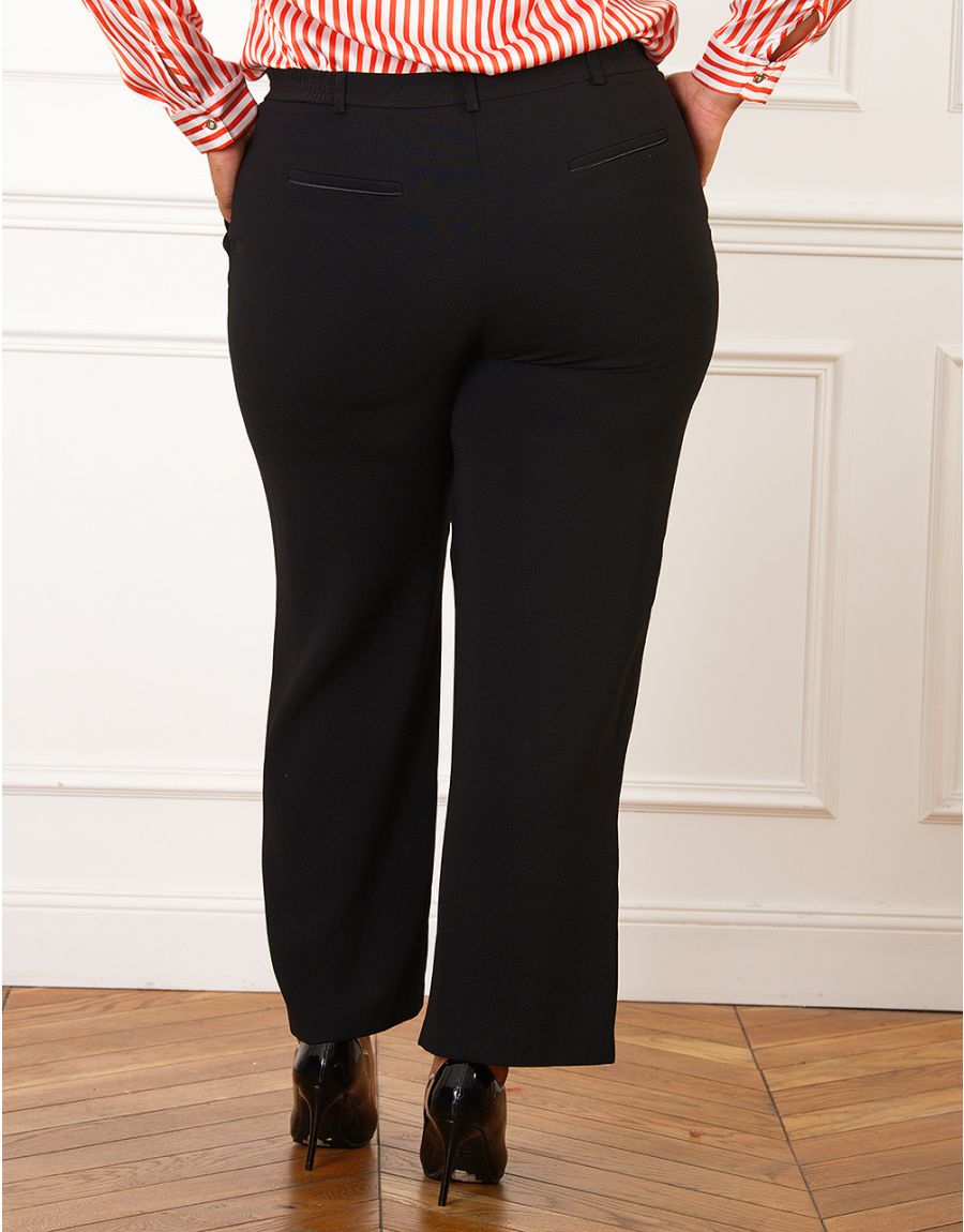 Pantalon large noir crêpe Christine Laure