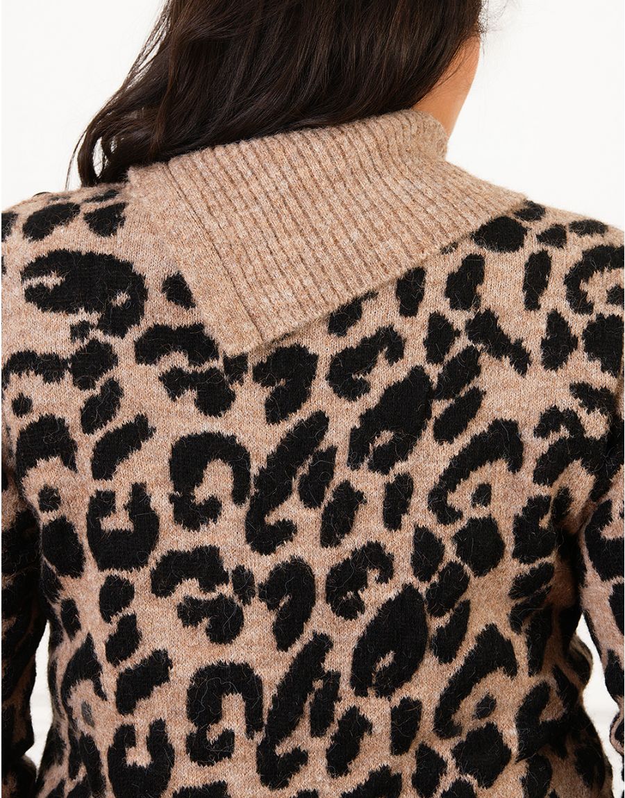 Pull manches longues à col montant ecru femme Morgan