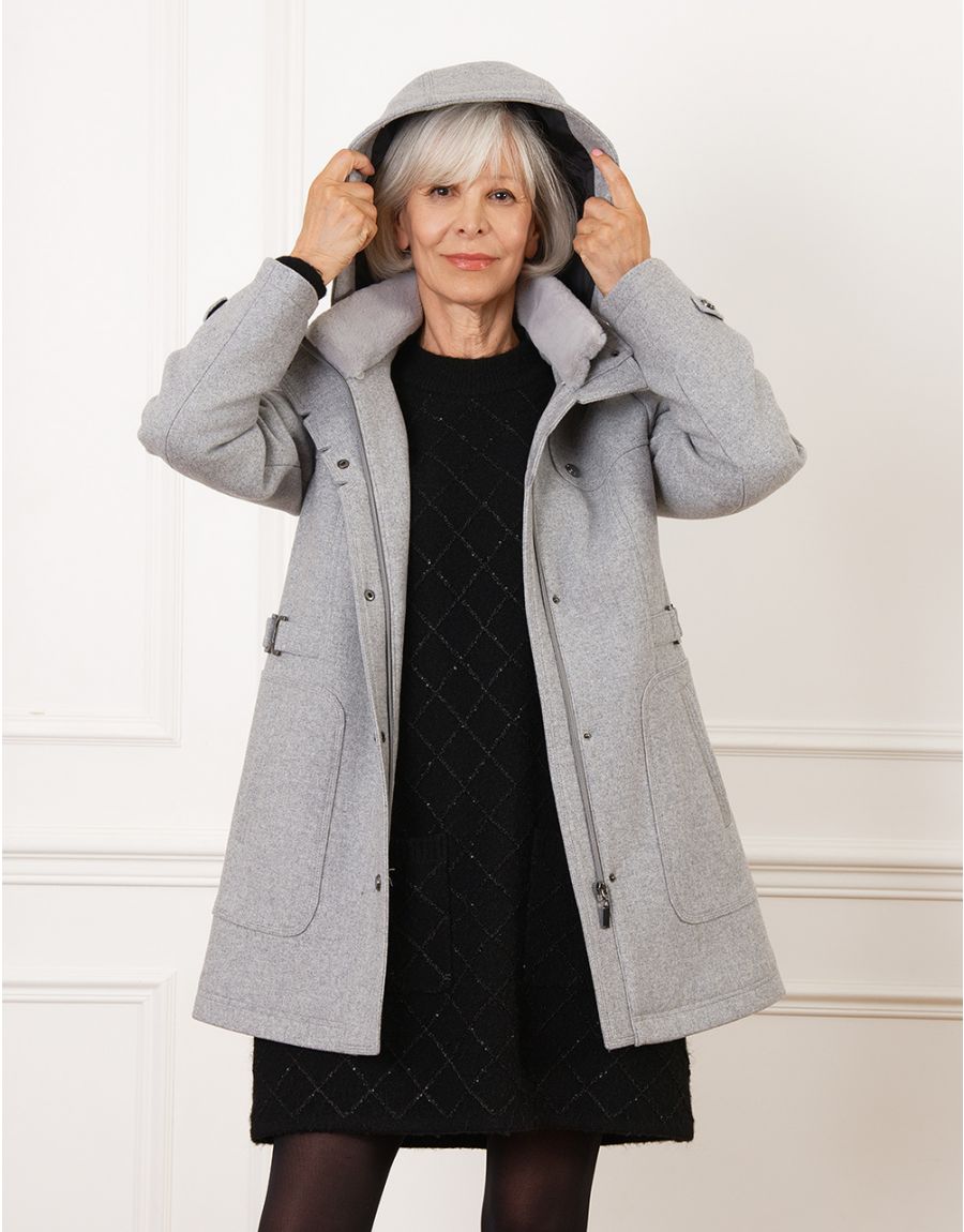 Manteau chic laine gris Veste femme Christine Laure