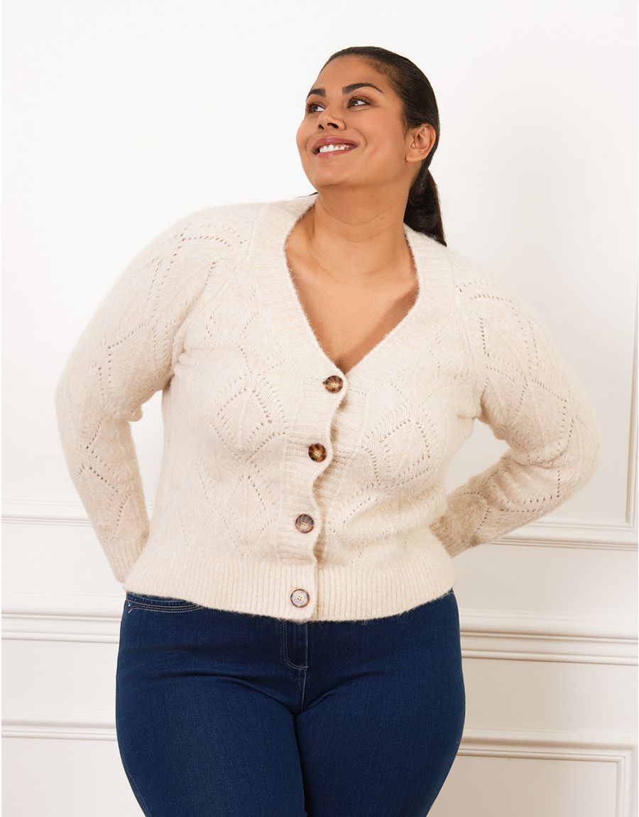 Gilet maille bouton beige Christine Laure