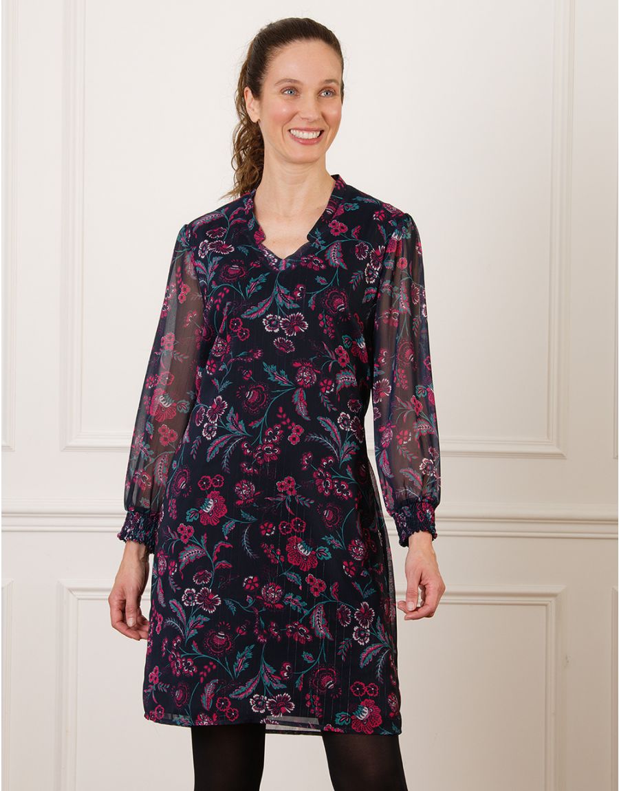 Robe motif floral rose Christine Laure
