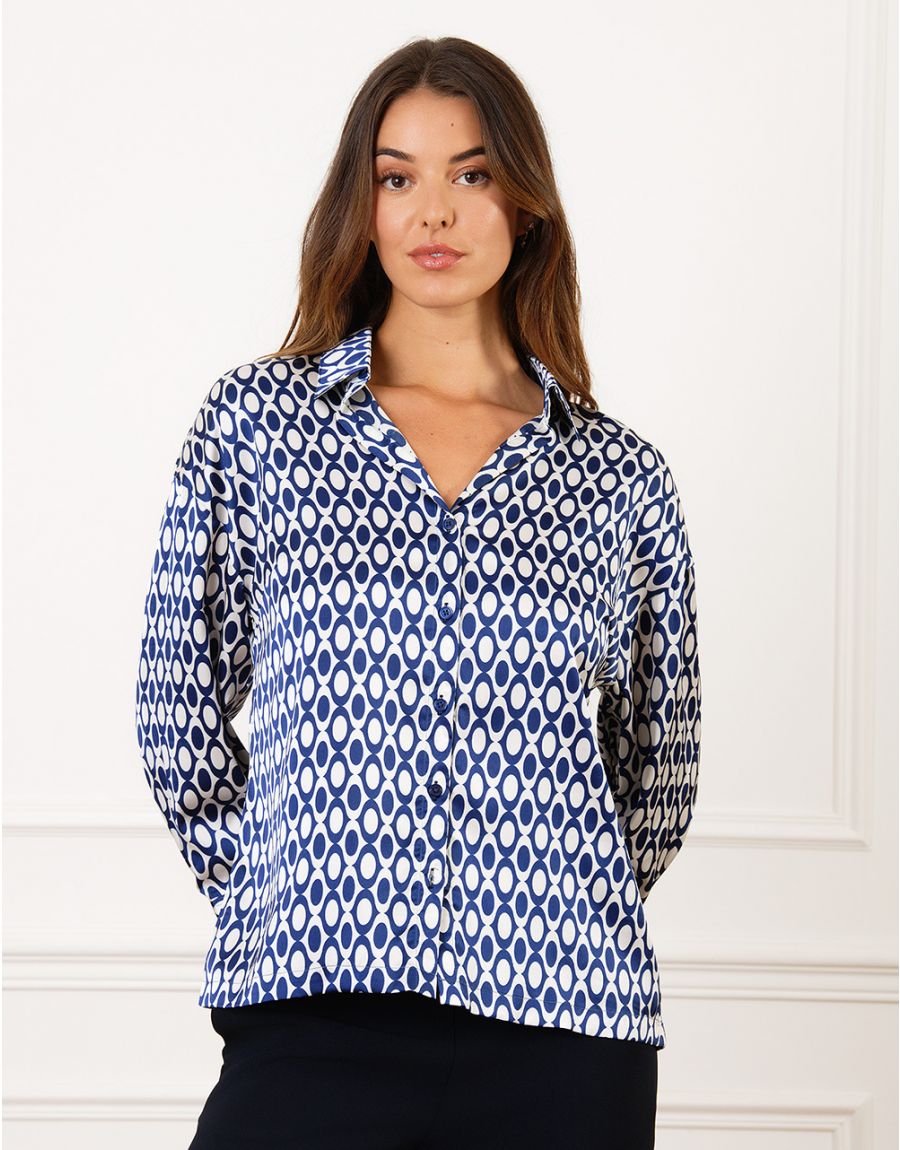 Chemisier satiné motif Christine Laure