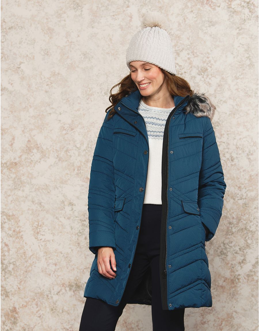 Parka Femme Bleu Parka Longue à Capuche Bleu Foncé Femme Bonobo