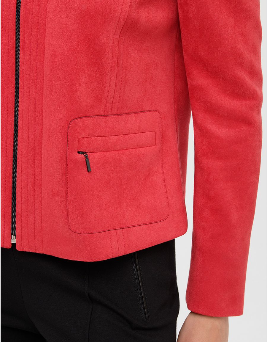 Veste suedine rouge sale