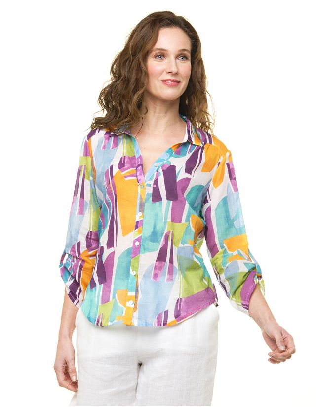 Chemisier 100% coton bleu