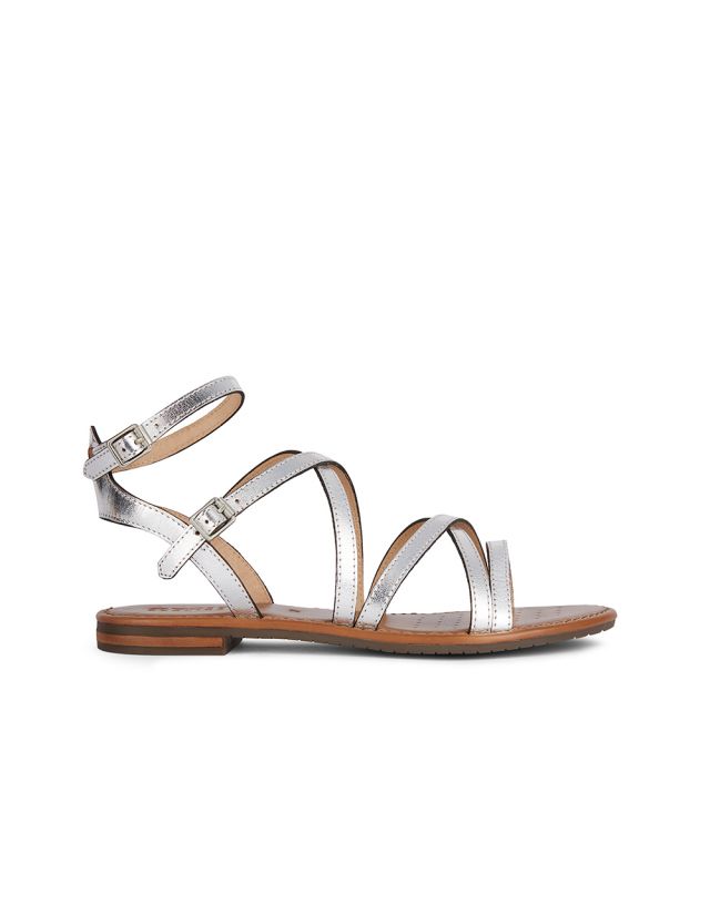 Sandales plates argenté