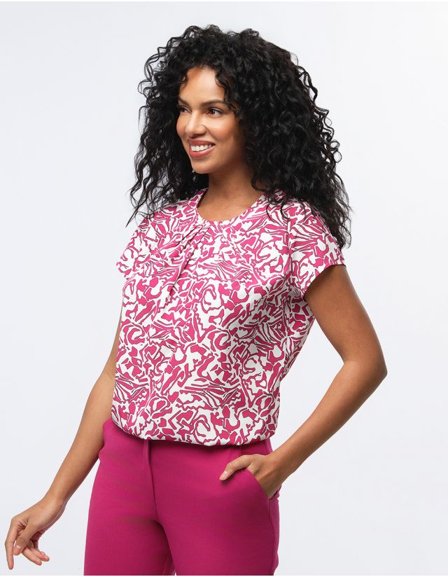 Blouse chic imprimé rose