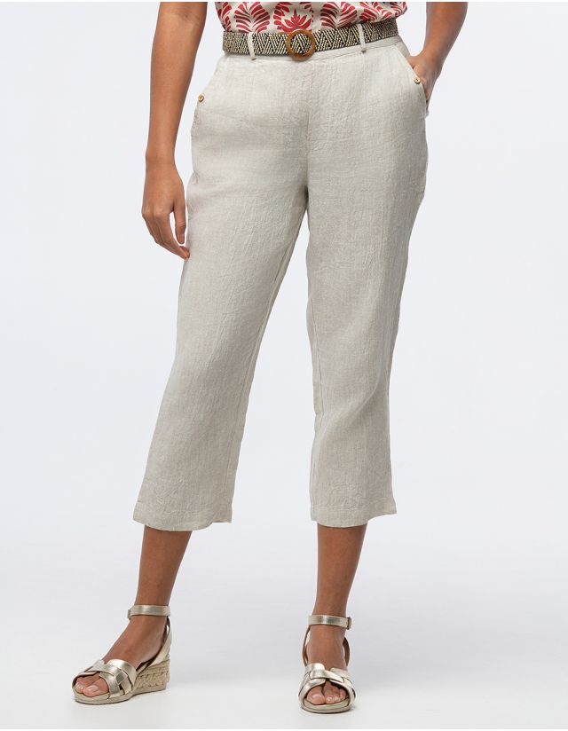 Pantacourt lin beige