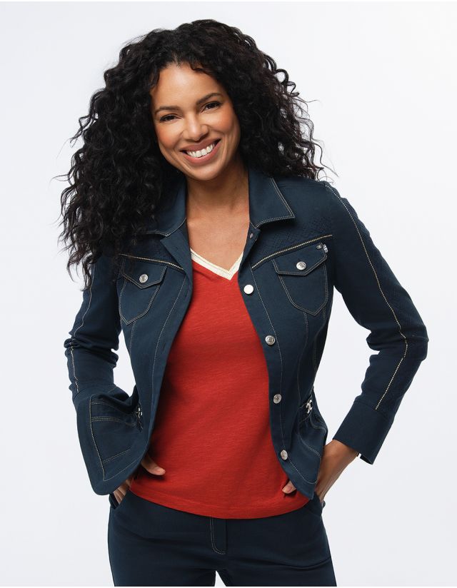 Veste coton bleu marine