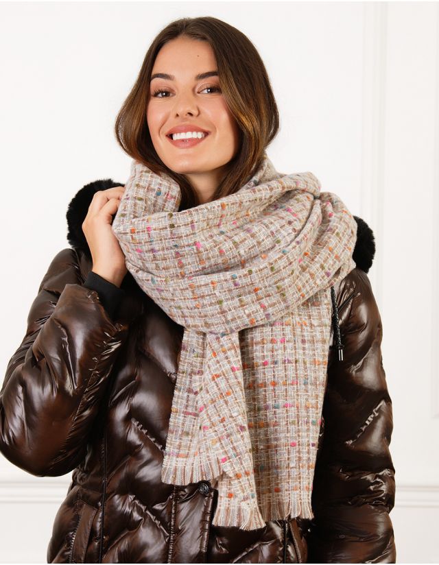 Echarpe tweed beige