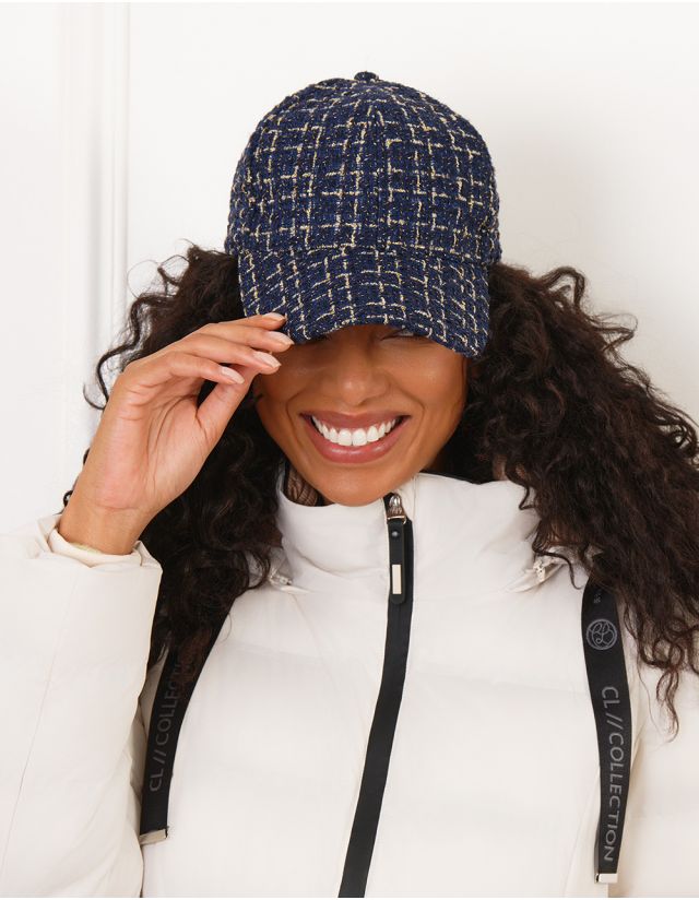 Casquette tweed marine
