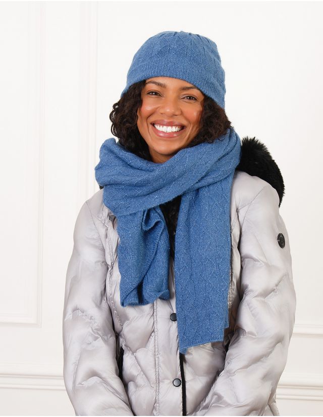 Echarpe torsades bleu