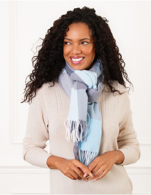 Echarpe carreaux bleu