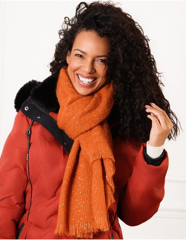 Echarpe orange sequins