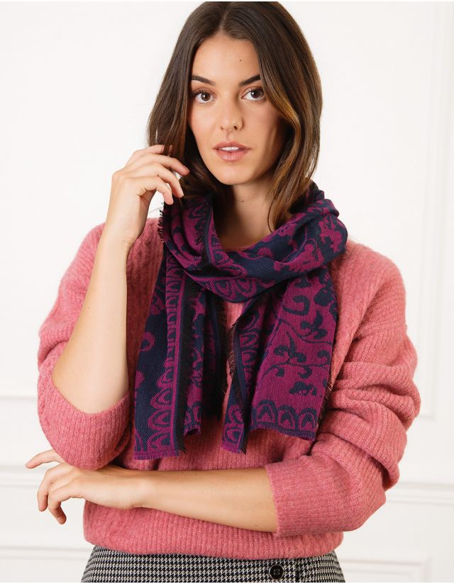Foulard rose en laine