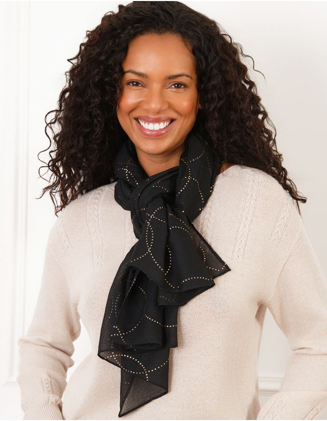 Foulard noir pois doré