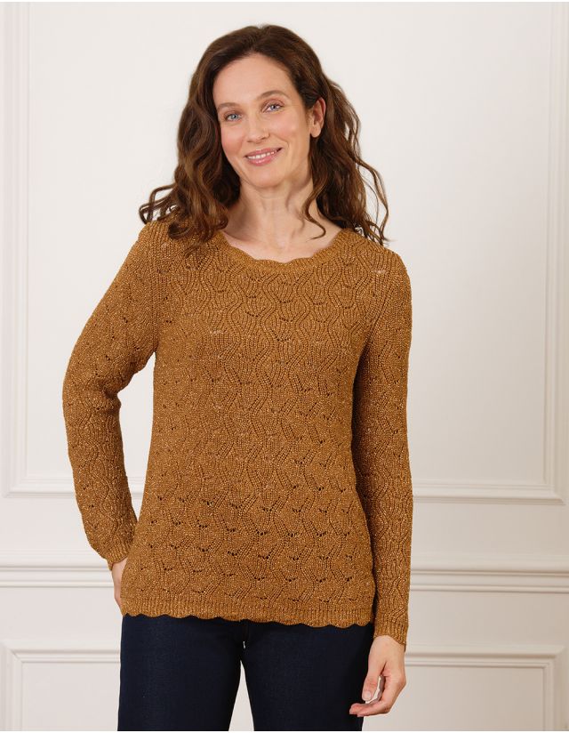 Pull ocre ajouré