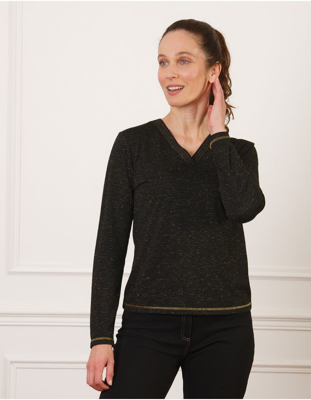 T-shirt noir brillant