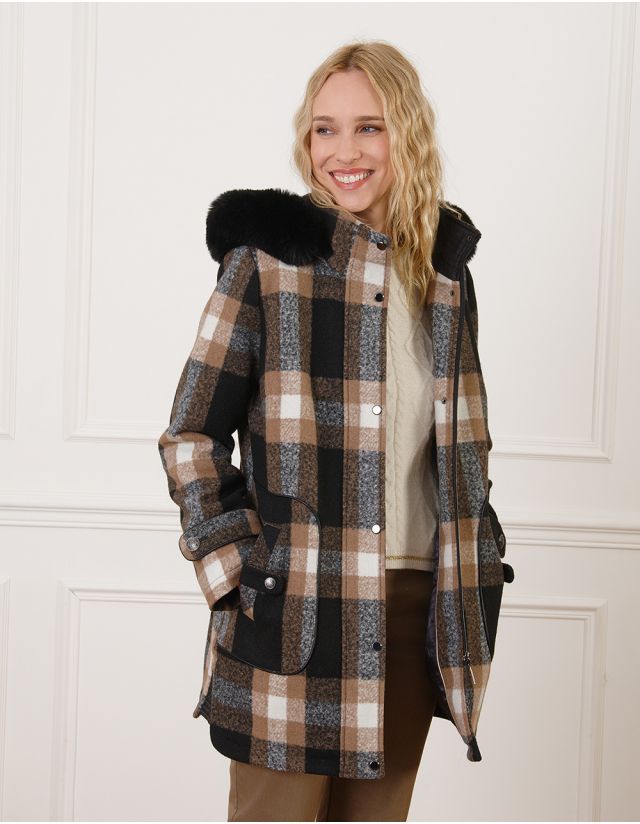 Manteau carreaux noir