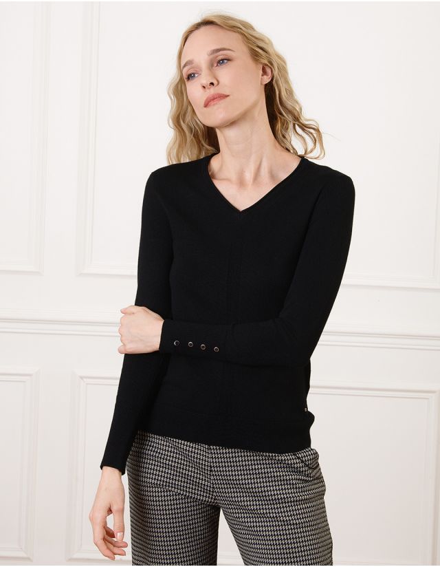 Pull col V noir