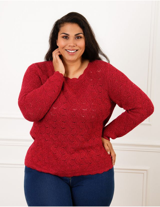 Pull rouge ajouré