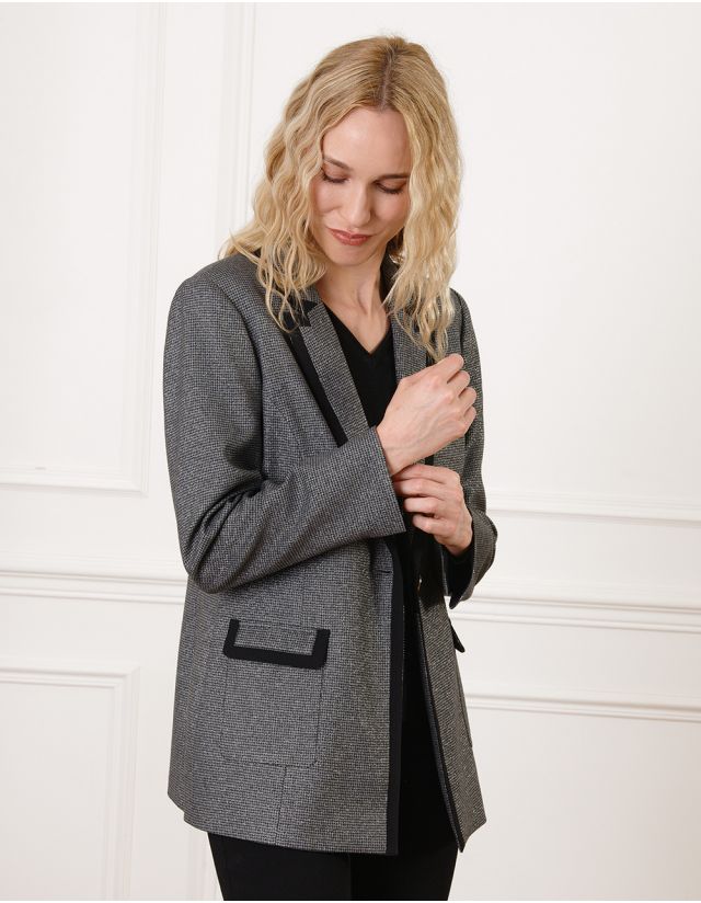 Blazer long gris motif