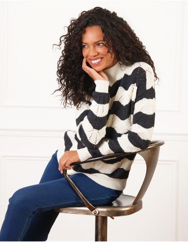 Pull écru maille ajourée