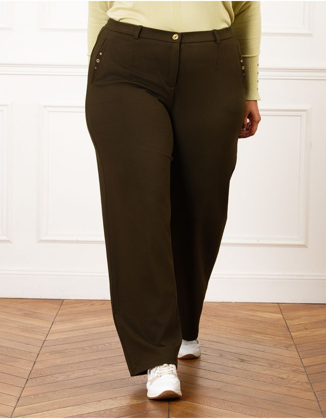 Pantalon large kaki