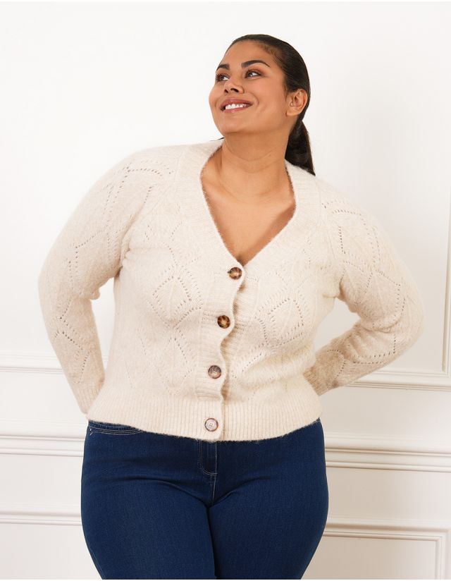 Gilet maille bouton beige