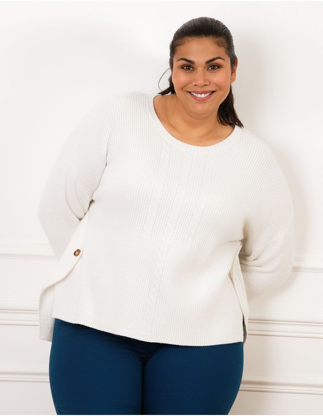 Pull écru maille torsadée