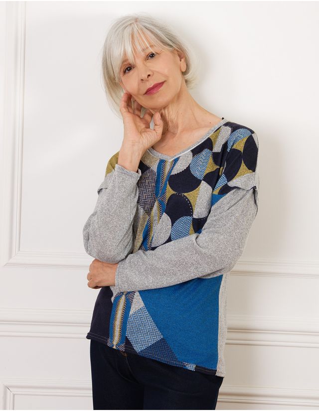 T-shirt gris chiné motif