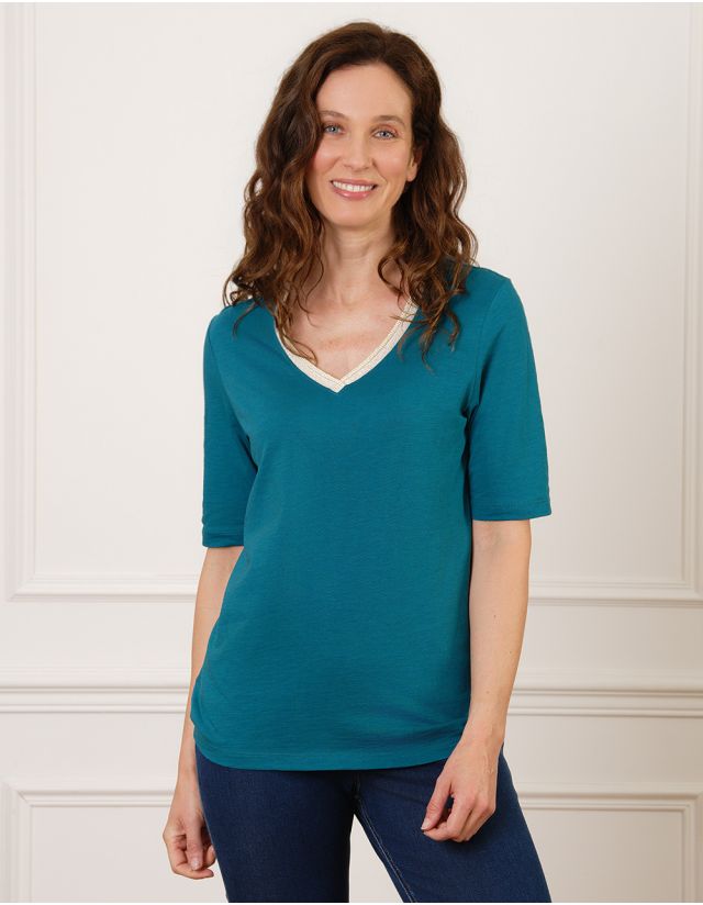 T-shirt coton bleu canard