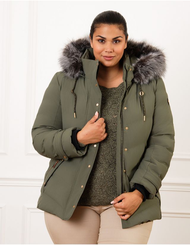 Parka kaki détails or