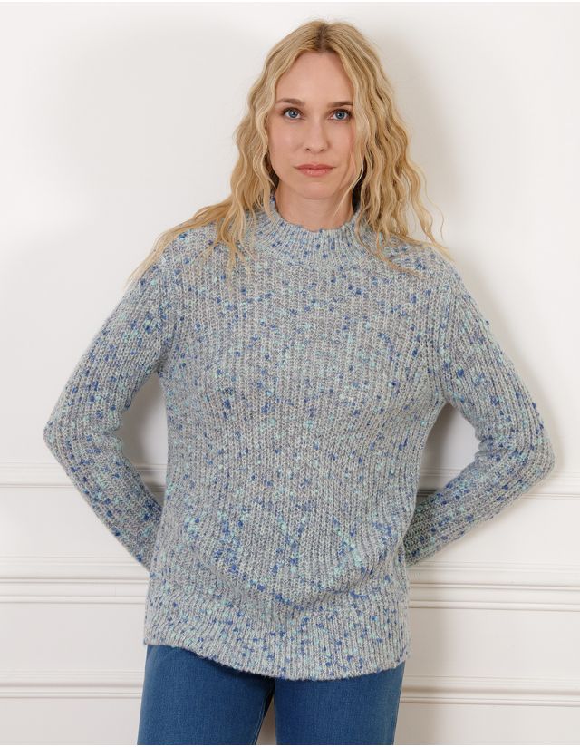 Pull bleu moucheté