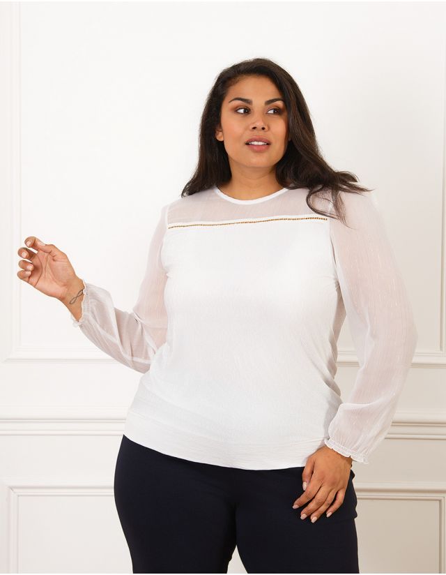 Blouse chic bi-matière