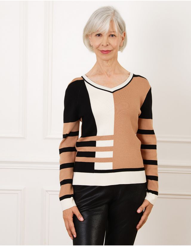 Pull color block camel