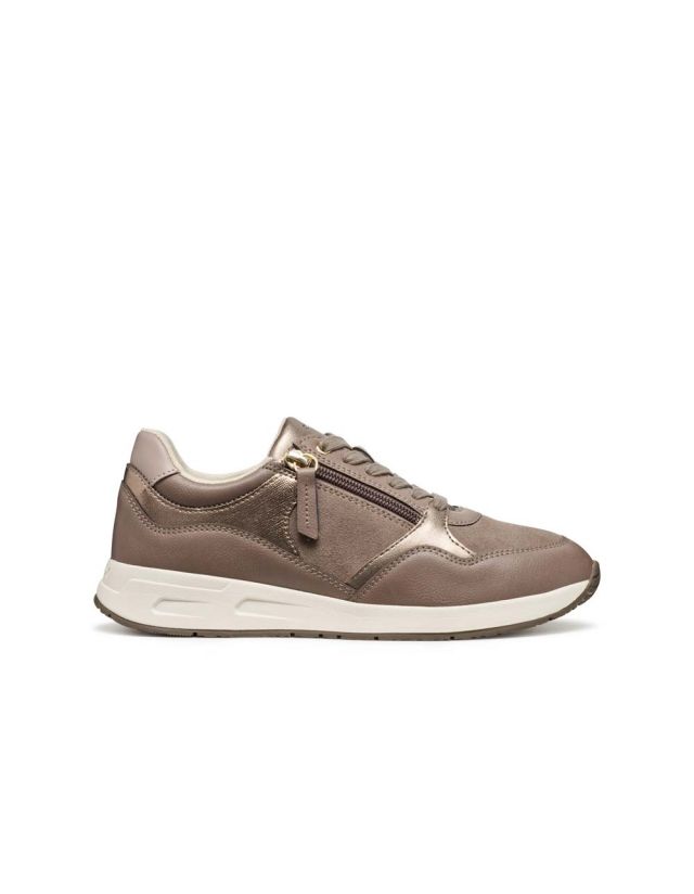 Baskets basses zip beige