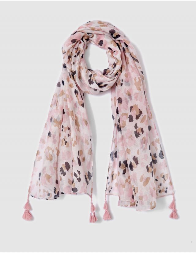 Foulard léopard rose