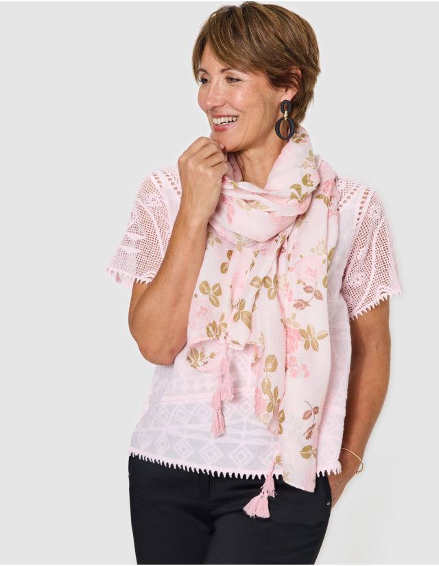 Foulard floral rose
