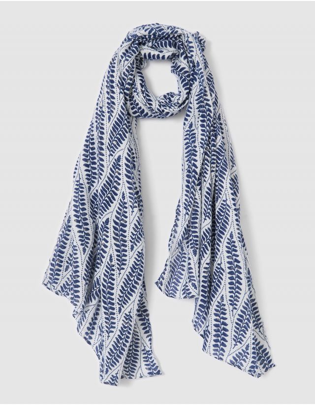 Foulard feuillage bleu